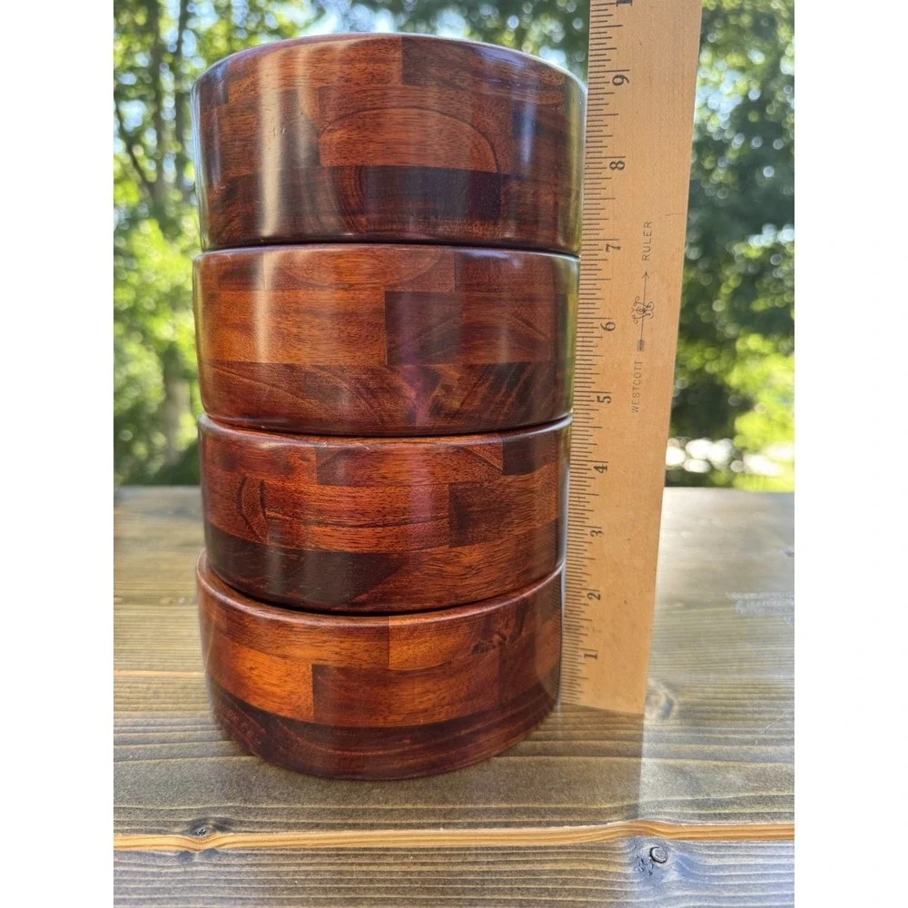 Set‎ of 4 Wood Salad Bowls 6
